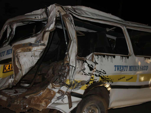 A file photo of a Nissan matatu that was hit by the lorry. Photo/File