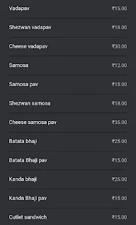 Sanjay Vadapav Stall menu 1