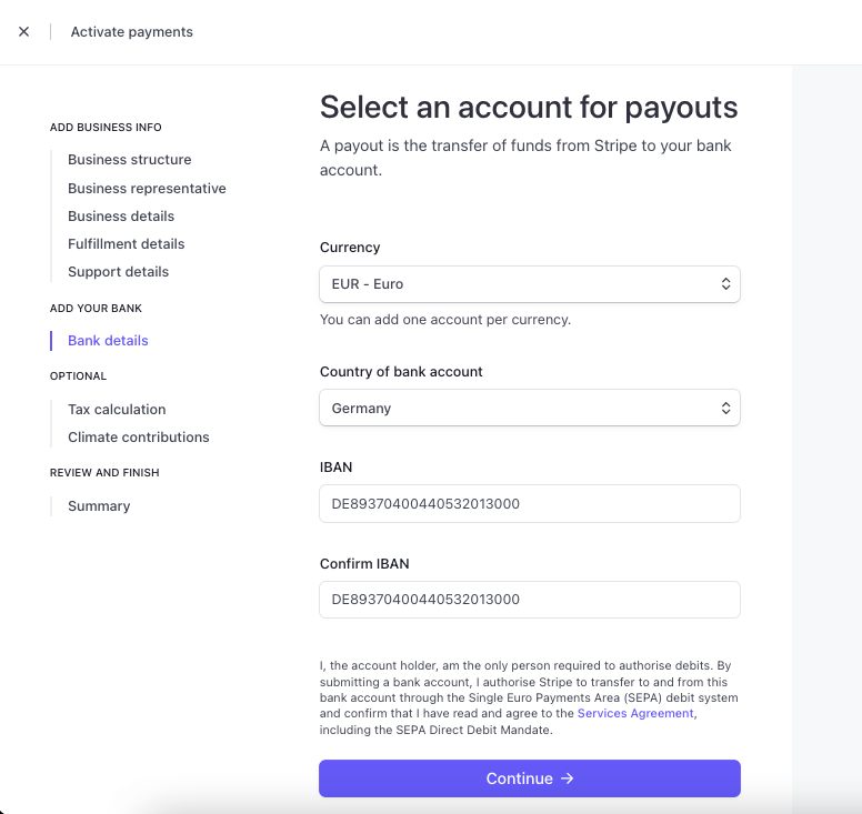 this is a screenshot of  account for payouts