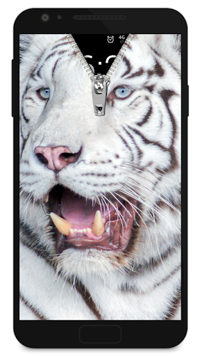 Zipper Lock Screen White Tiger