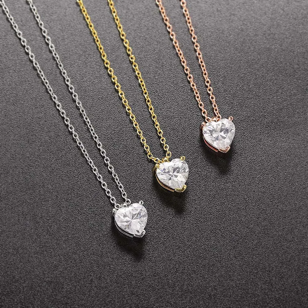 Title 3, Collier pendentif cœur en zircon pour femme, un...