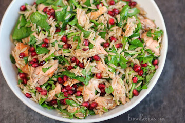 Healthy Week: Lunches 7 {Orzo Power Salad with Salmon, Walnuts, and Greens}