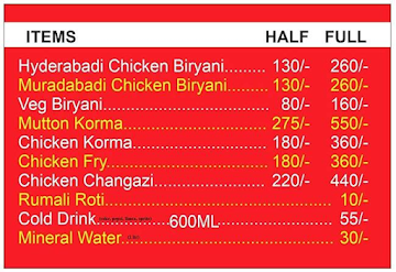 Shahi Muradabadi Chicken Biryani menu 