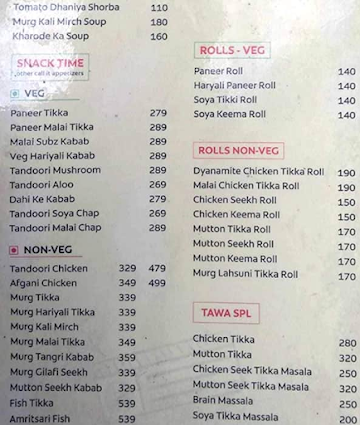 Rajdoot Restaurant Since 1989 menu 