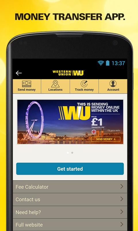 Android application Western Union: Money Transfer screenshort