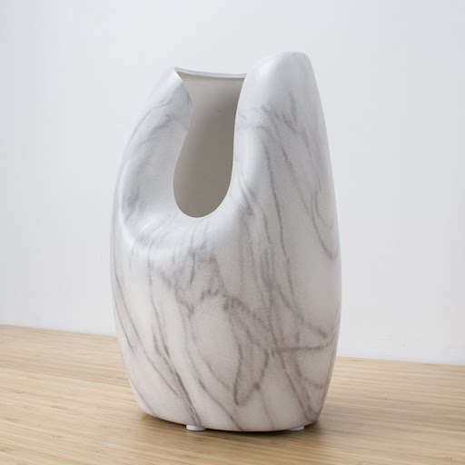 Title 7, Simple Ceramics Marbled White Ceramic Vase, per...