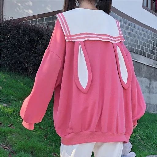 Title 2, Girl Student Korean Style Loose Rabbit Ears Nav...
