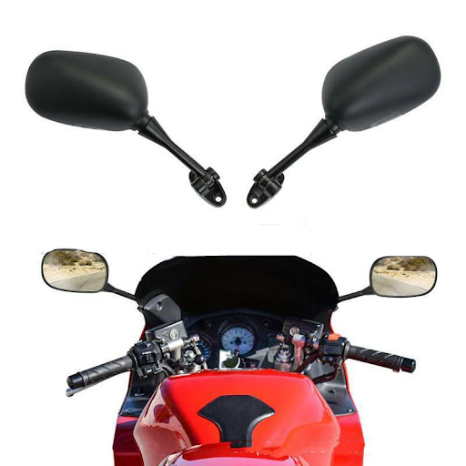 Title 2, Motorcycle Plastic Black Rearview Mirror Reflec...