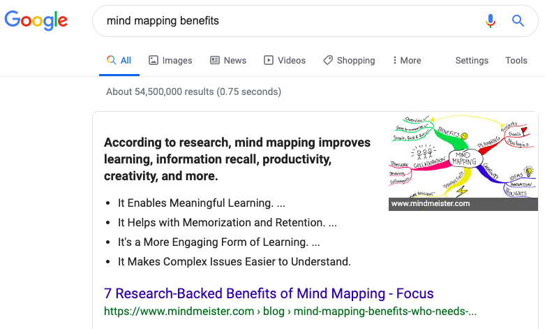 list featured snippet example