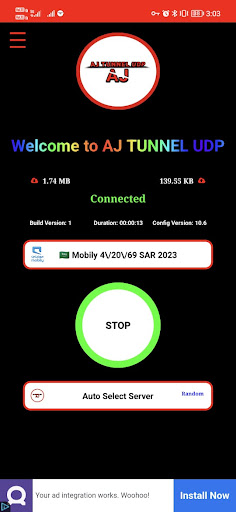 Screenshot AJ TUNNEL UDP