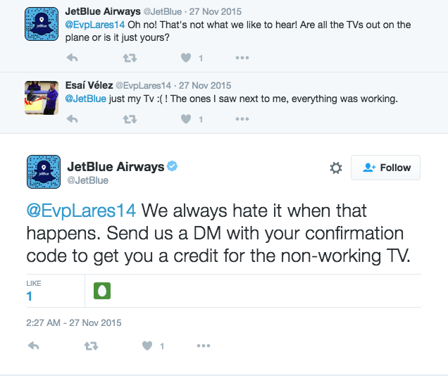 JetBlue Airways responding to feedback