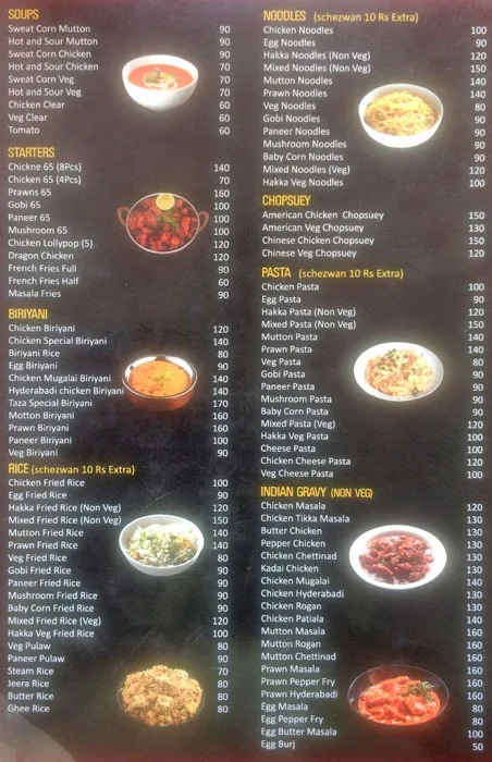 Taza Restaurant menu 