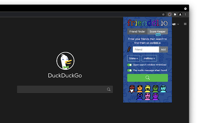 frienddl.io - friend finder & score keeper chrome extension