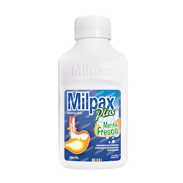 Milpax Plus Menta Hidroxido de Aluminio + Magnesio + Alginato Frasco Antiacido x 355 ml  