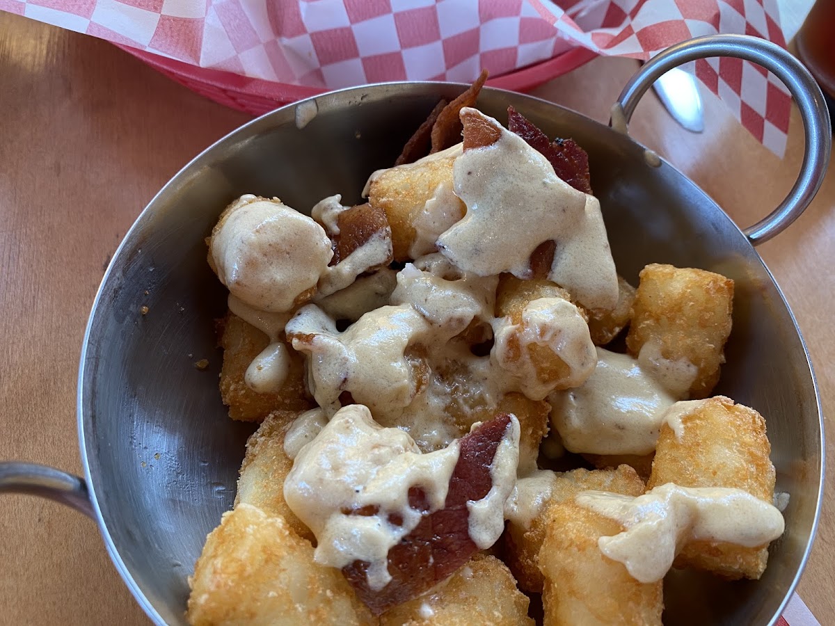 Tater tots with Gorgonzola and bacon!