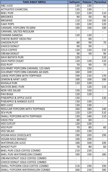 Sathyam Cinemas menu 