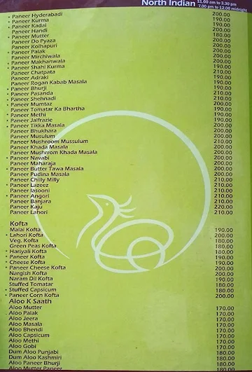 Meghdoot's menu 