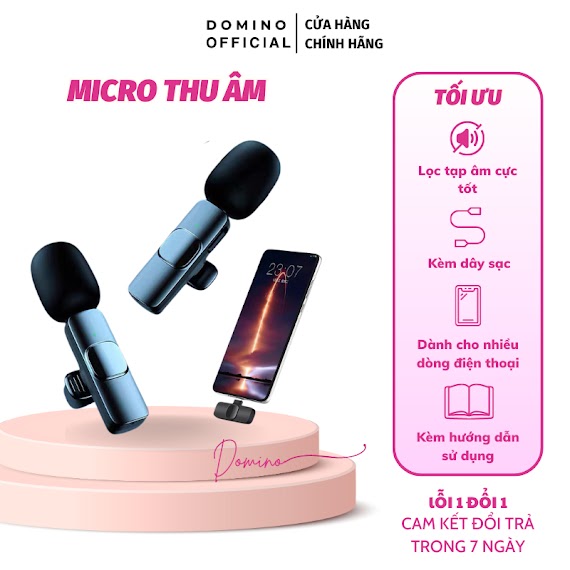 Micro Thu Âm Domino Lọc Âm Chống Ồn Nhỏ Gọn Dành Cho Nhiều Dòng Điện Thoại