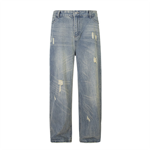 Title 8, Loose Wash Ripped Jeans for Men and Women Comfo...
