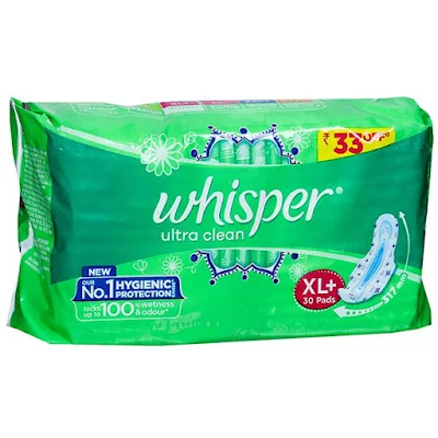 Whisper Ultra Clean Sanitary Pads Xl Wings - 30 pcs