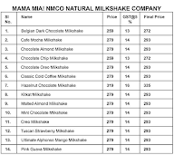 Mama Mia! Nmco Natural Milkshake Company menu 1