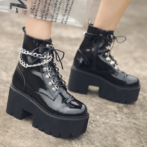 Title 1, Womens chain zipper punk style short boots. Cr...