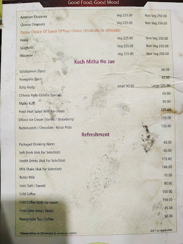 Pabitra Royal Regency menu 