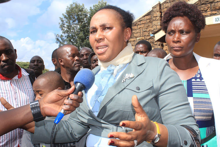 Kigumo MP Ruth Mwaniki at Gatumbi in her constituency.