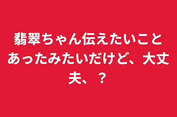 翡翠ちゃん伝えたいことあったみたいだけど、大丈夫、？