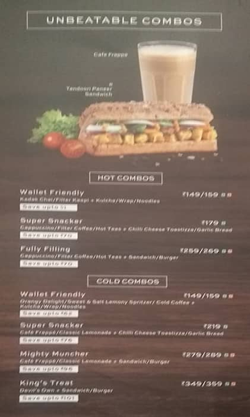 Cafe Coffee Day menu 