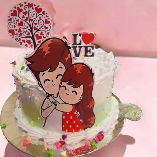 Anniversary Couples With Love Tree Pineapple Cake [500 Grams]