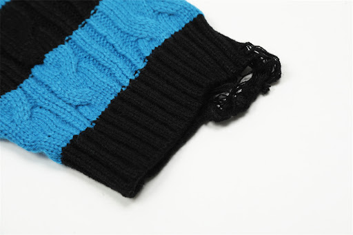Title 7, Mens Contrast Color Striped Round Neck Sweater...