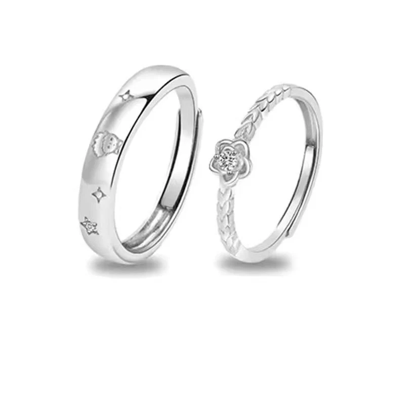 Little Prince And Rose Couple Rings Unique Design Fashionable Rings for Men and Women Special-interest Rings