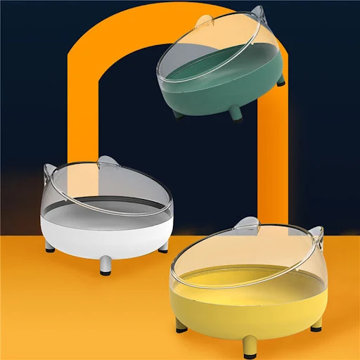 Creative Cat Feeding Bowl Separable Stainless Steel Pet Feeder/ Drinking Bowl for Small Medium Cat Dog Transparent Food 