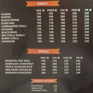 Fire Bowl Asian Food menu 