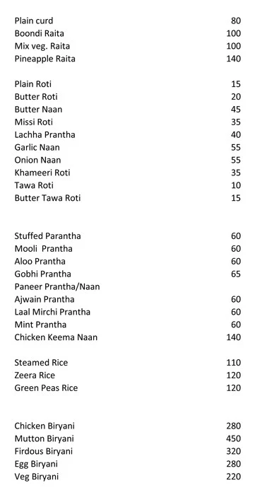 Six Pan menu 