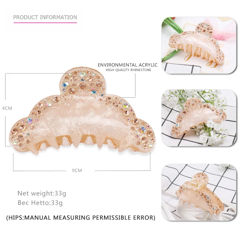 European and American Medium and Large Acrylic Shark Clip. Provides a secure hold for all hair types. Perfect for creati
