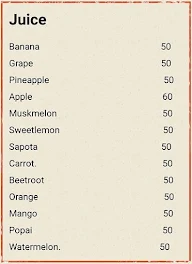 Sri Rama Juice menu 1