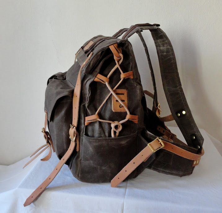 Gatherer - bushcraft pack in wax canvas and leather