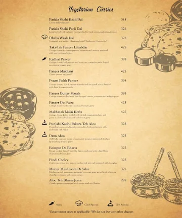 The Patiala Kitchen menu 