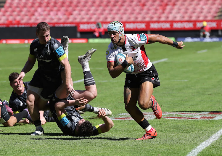 Edwill van der Merwe of the Lions in action during their United Rugby Championship clash against Munster at Ellis Park.