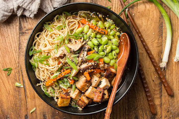 Vegan Ramen with Sesame Glazed Tofu