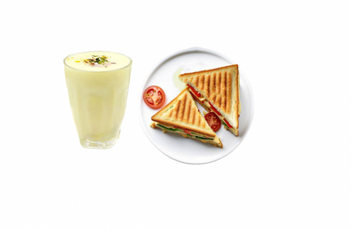 Badam Milk (Badam Milk + Veg Sandwich)
