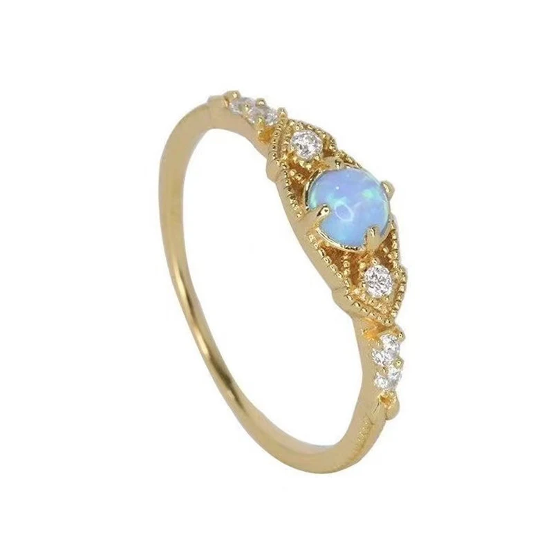 Retro Colorful Opal Copper Gold-plated Ring. Elevate your style with this vibrant ring, a unique touch of elegance and a