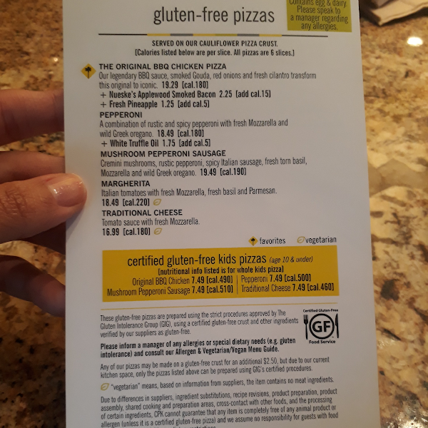 California Pizza Kitchen Gluten Free