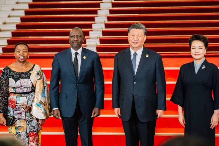 President William Ruto, First Lady Rachel Ruto pose for a photo with Chinese President President Xi Jinping and First lady, Peng Liyuan in Beijing on October 17, 2023