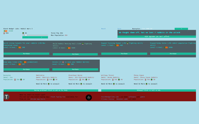 Black Badger Labs: Rabbit Wars II chrome extension