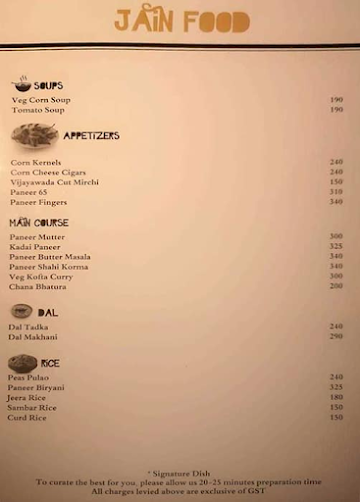 Cafe Gardenia menu 