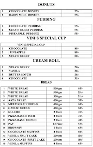 Vini's Baker Stop menu 1