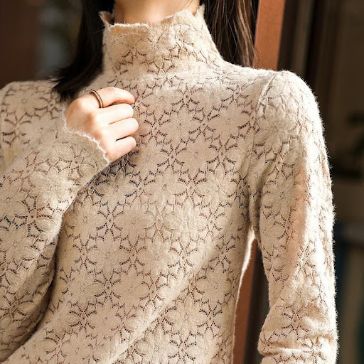Title 5, Lace Bottoming Shirt Womens Lace Half Turtlene...